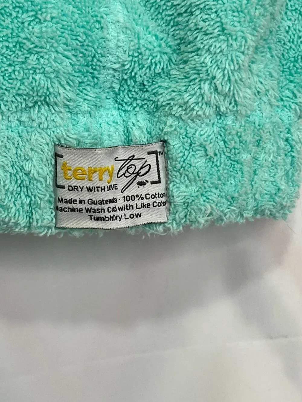 Terry Top Hair Towel Aqua Breeze Turquoise vintage style 1950's 1960's